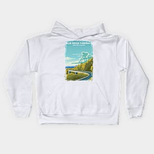 Blue Rich Parkway Vintage Travel Poster Kids Hoodie